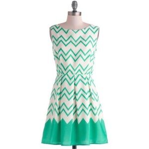 Pink Owl Green & White Dress. New With Tags.